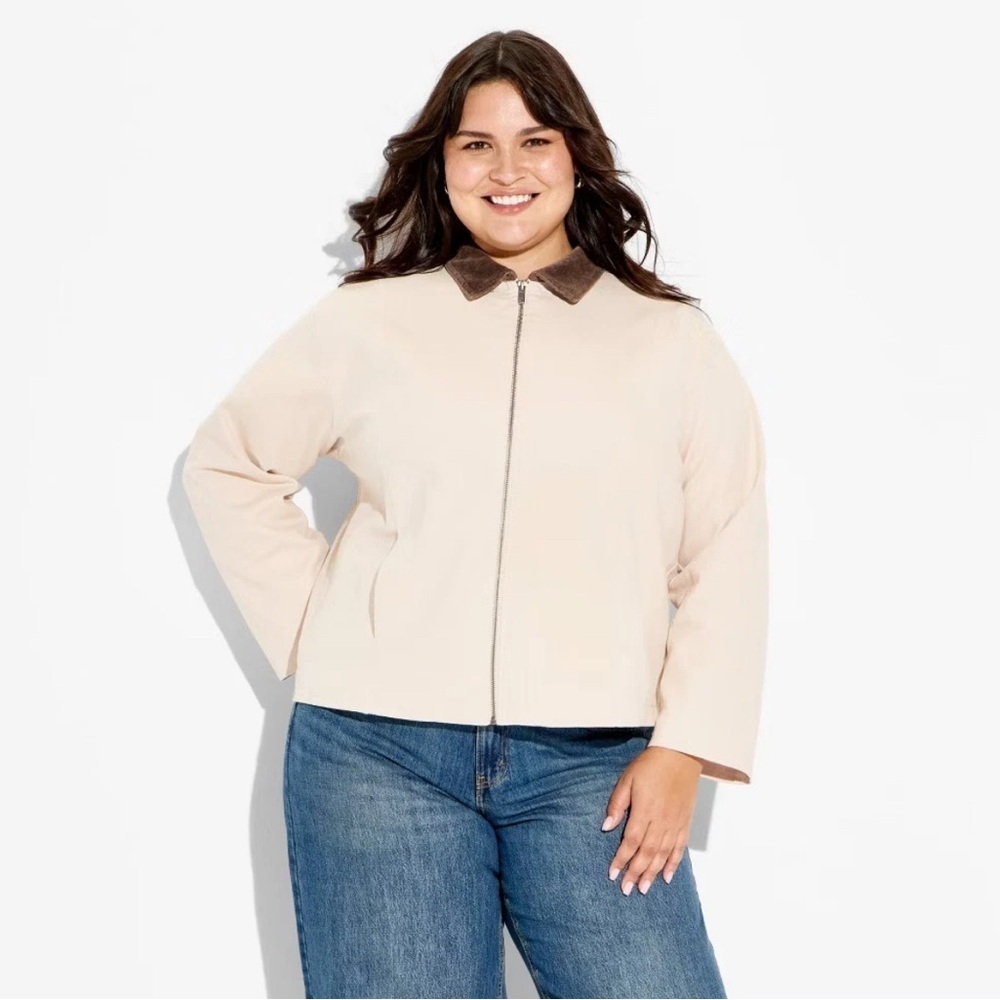 Wild Fable Women's Twill 90's Barn Field Jacket - Tan 1X